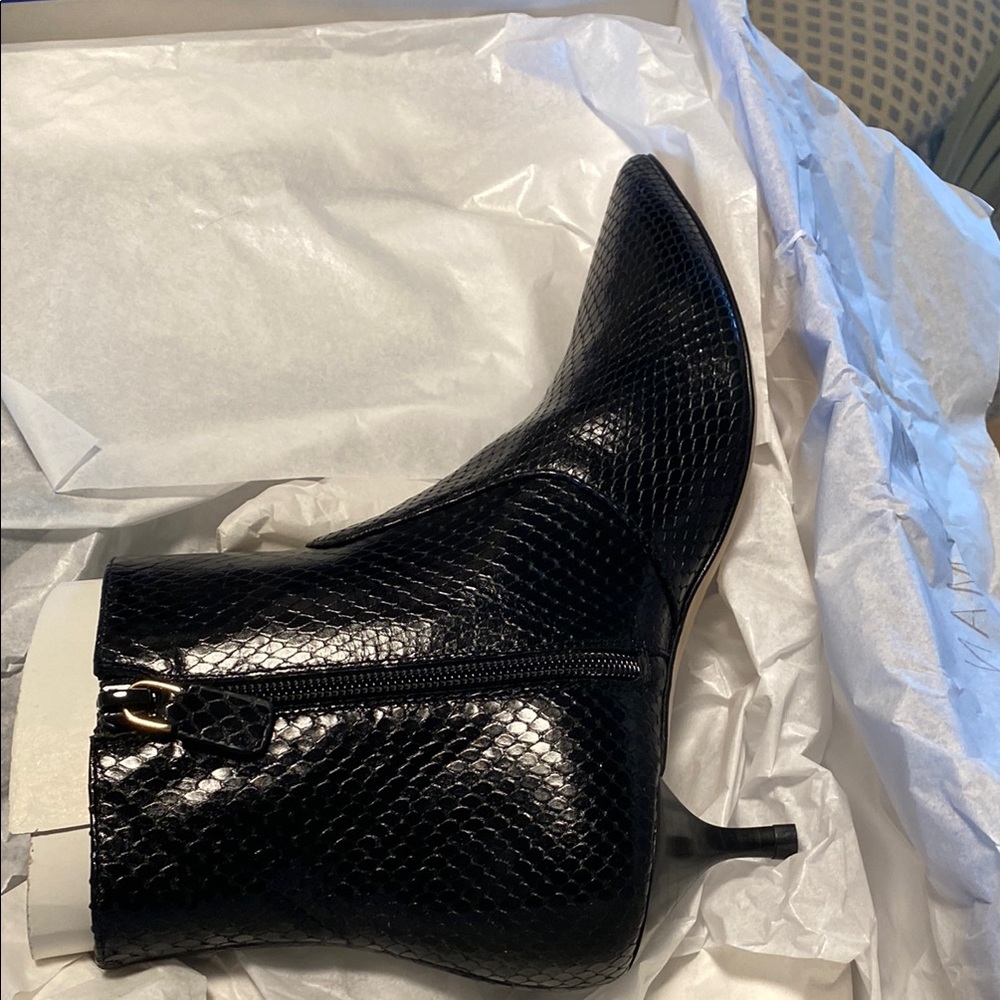 Stuart Weitzman Black Textured Ankle Boots